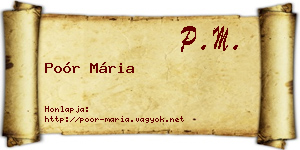 Poór Mária névjegykártya